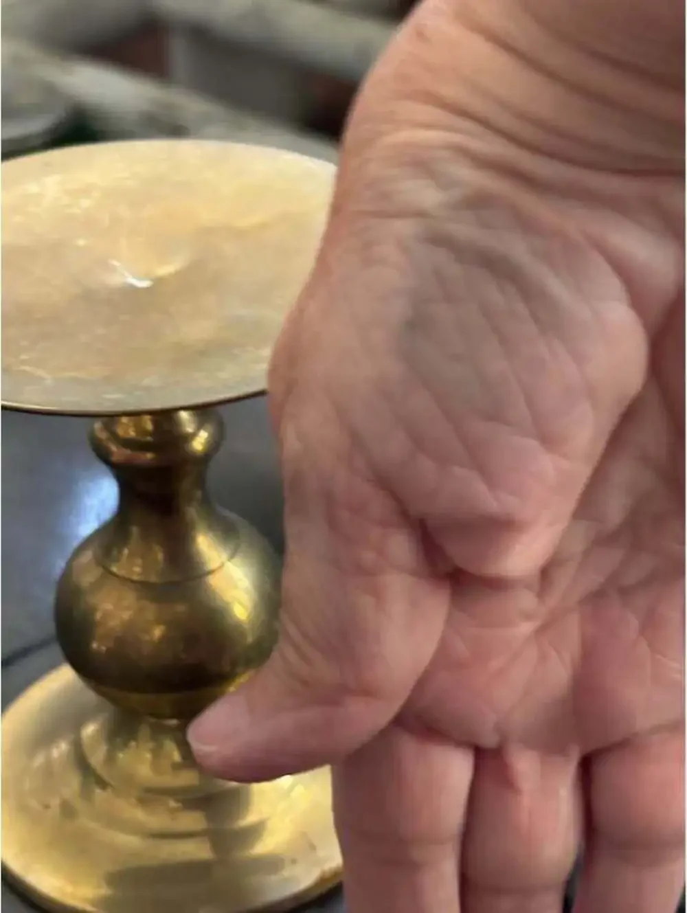 Vintage Brass Pillar Candle Holder